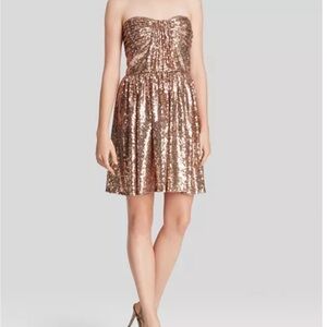 Jill Jill Stuart Strapless Rose Gold Strapless Sequin Dress